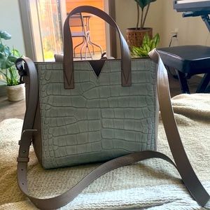 Vince Croc Embossed Leather Baby V Tote